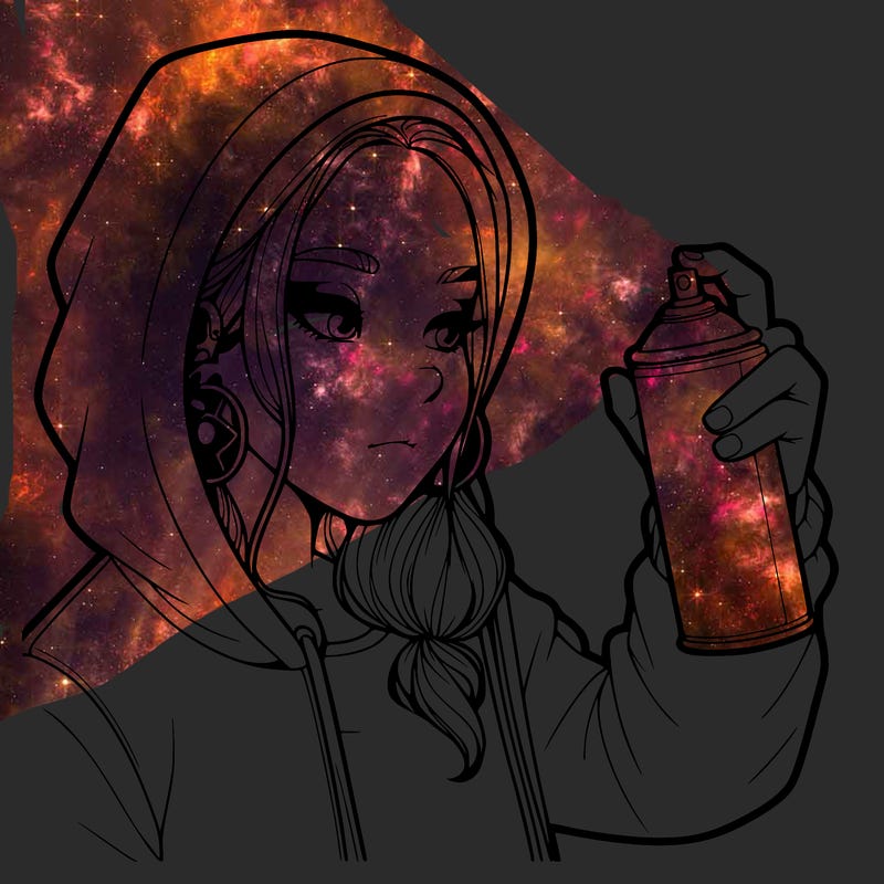 a realistic girl, spray painting