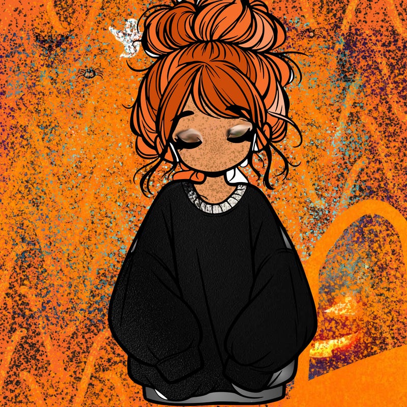 girl with baggy sweatshirt and messy bun