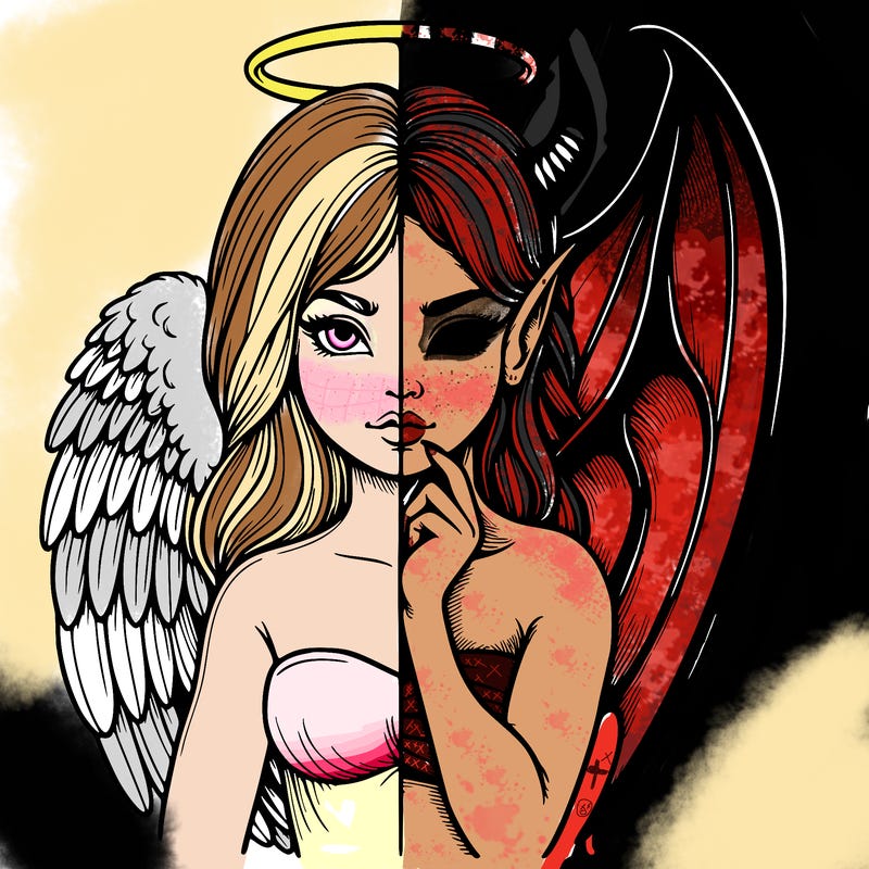 realistic angel half demon