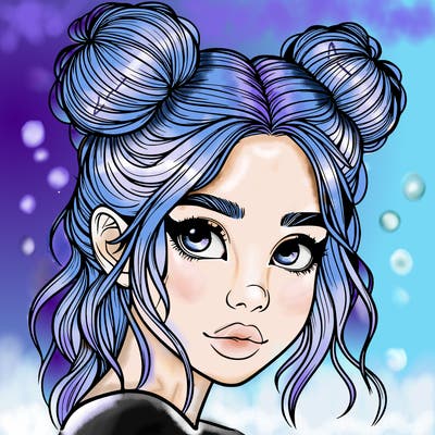 realistic girl with hair buns on her head