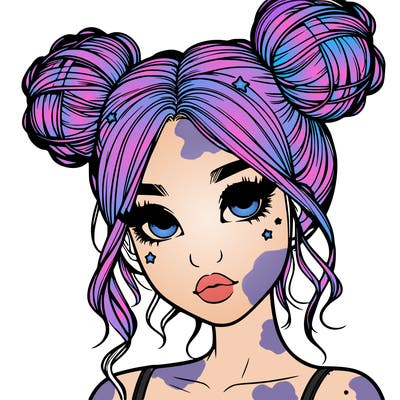 realistic girl with space buns