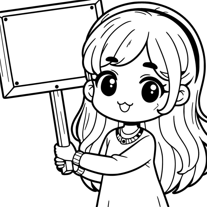 girl holding up a sign