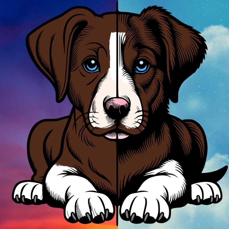 realistic dog split picture