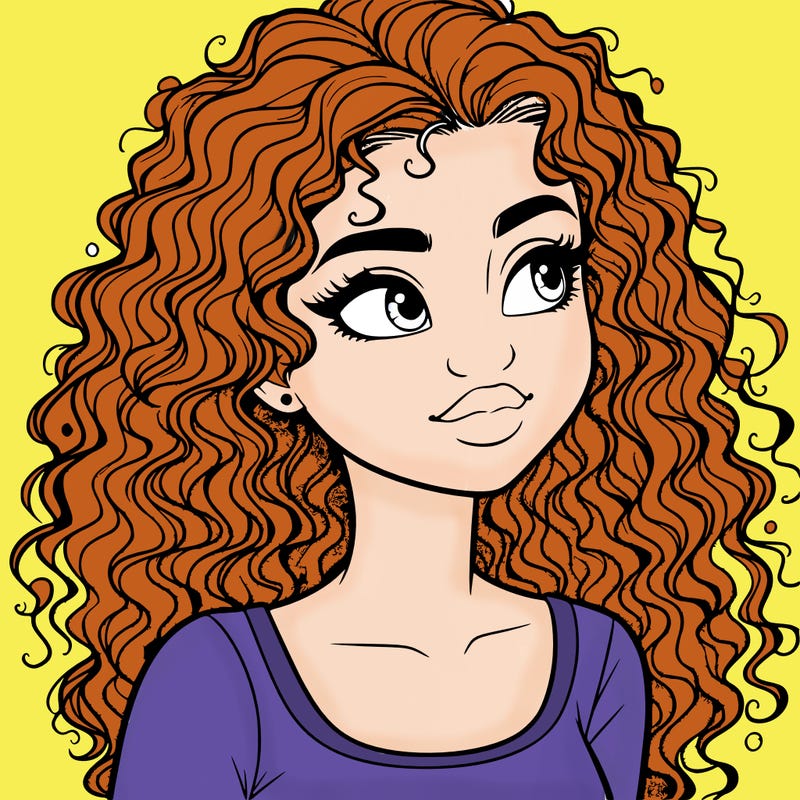 realistic girl with curly hair