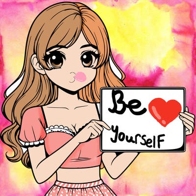 realistic pretty girl holding blank sign