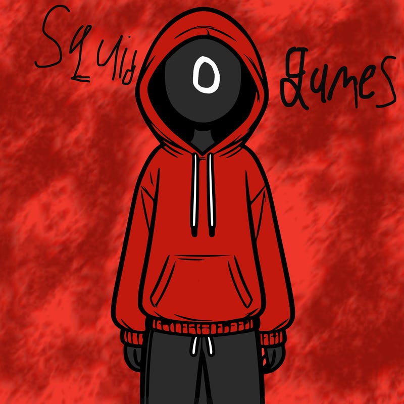 faceless girl in a tracksuit with a hood on and no hair
