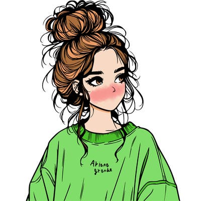realistic girl with messy bun and oversized clothing