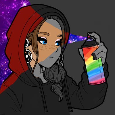 a realistic girl, spray painting