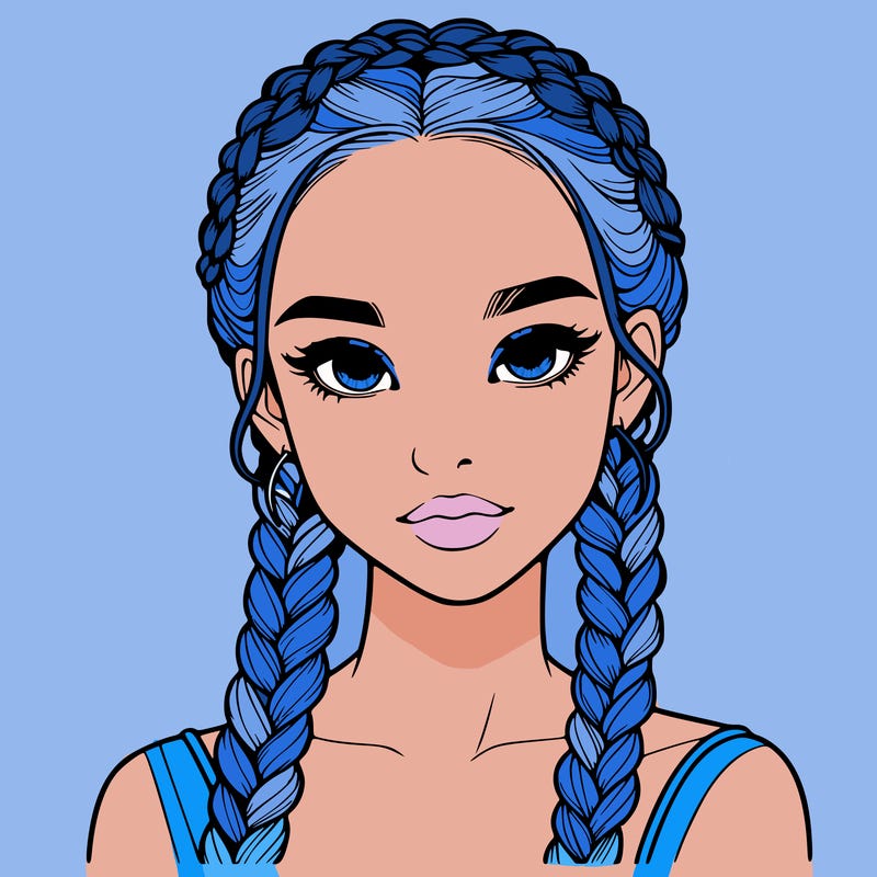 realistic girl with braids