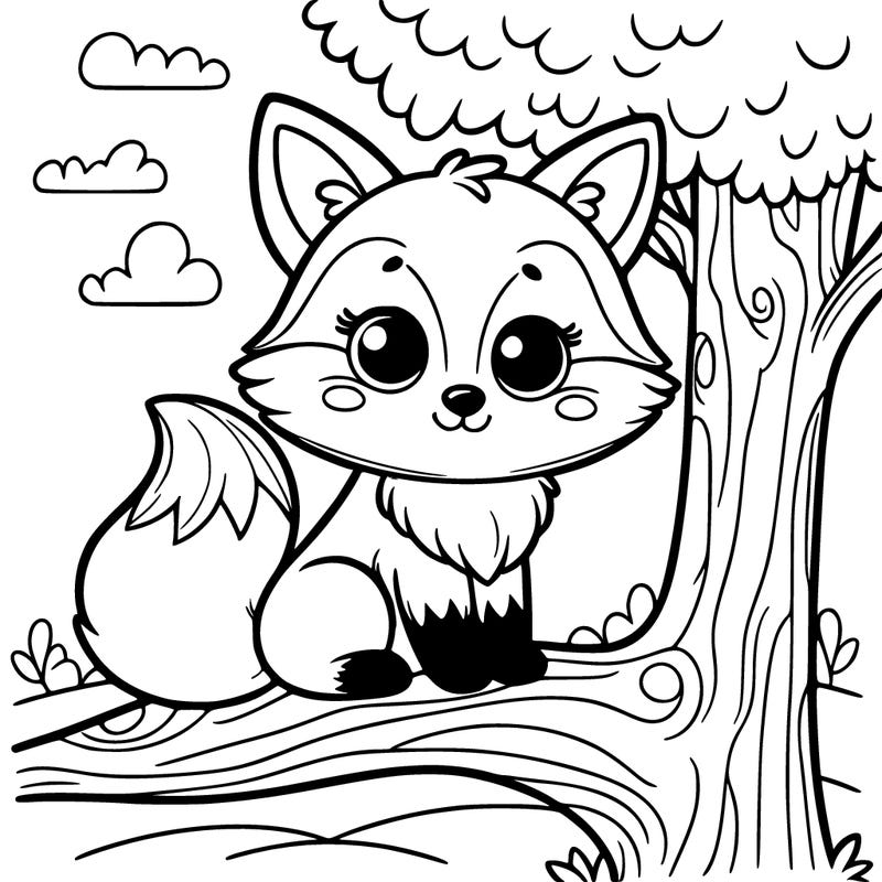 cute fox sitting in tree