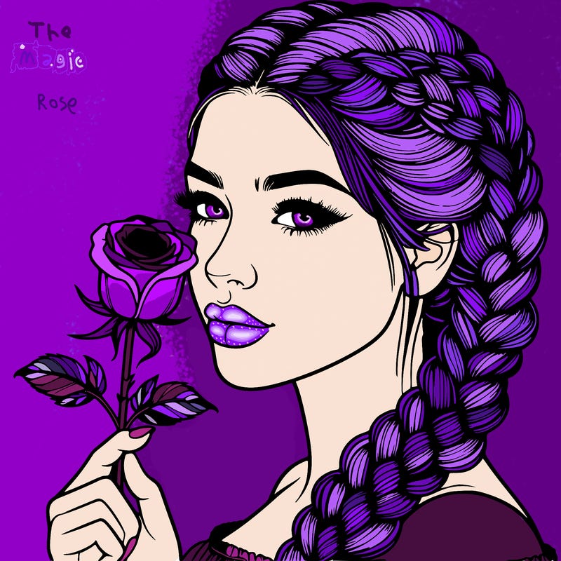 realistic woman with braids holding a single rose