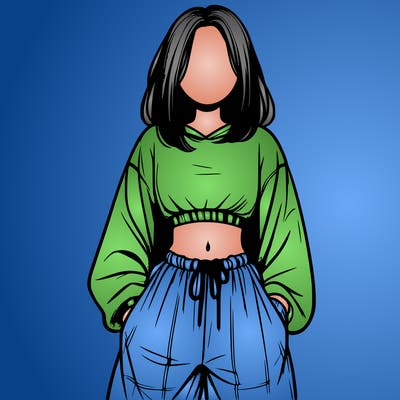 realistic girl faceless with baggy pants and a crop top