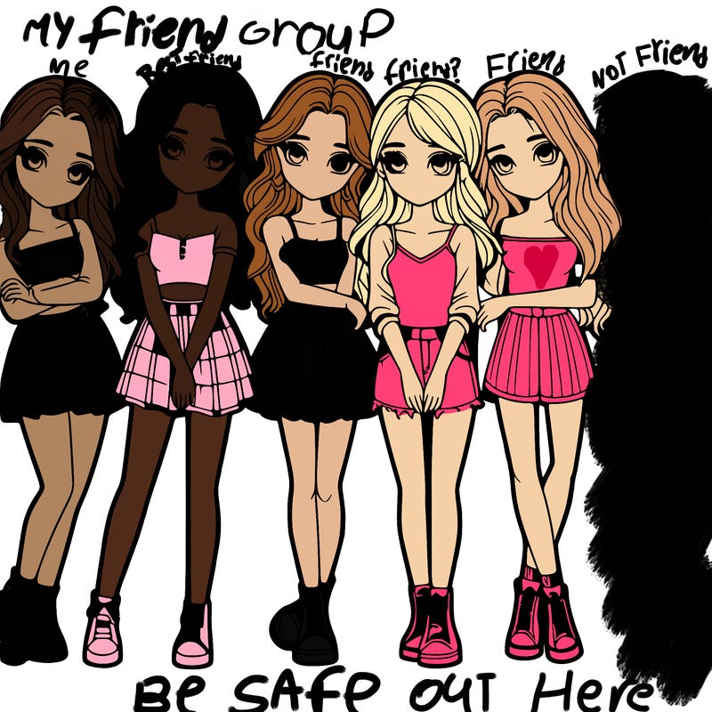 a group of girls realistic