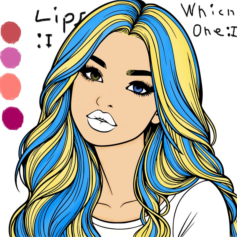 realistic girl with hair on her hair and lips