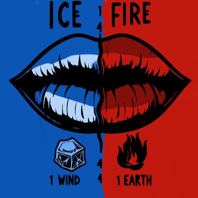 realistic lip split in fourth . 1 fourth ice 1 fire 1wind 1 earth