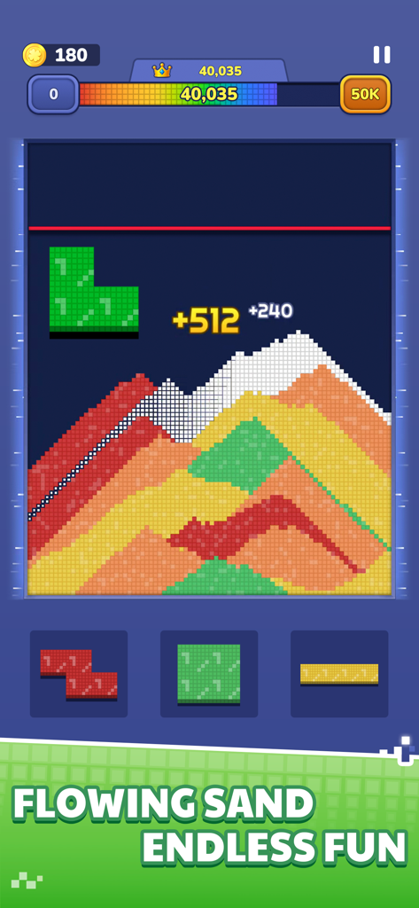 Sand Block Color Escape Puzzle - Jogabilidade de Sand Block Color mostrando blocos se transformando em areia colorida fluindo.
