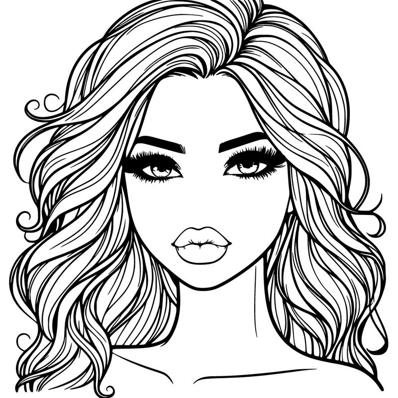 pretty girl with lips and hair realistic