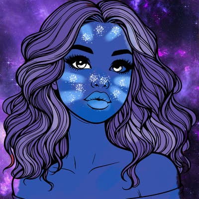 realistic girl with wavy hair and lips