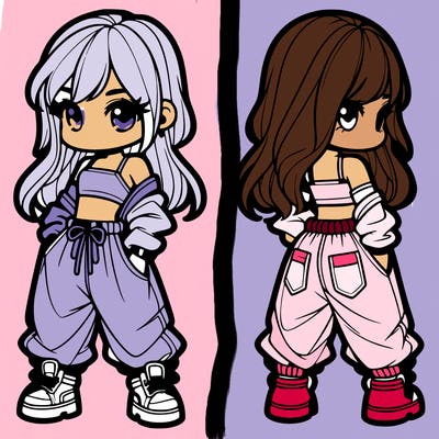 girl in crop top and baggy pants