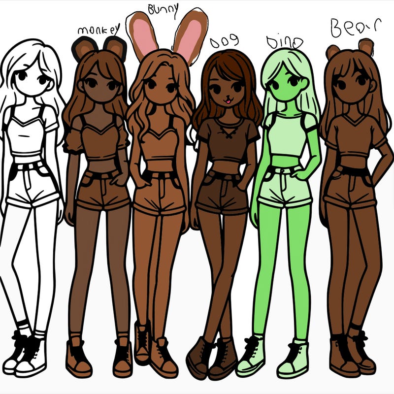 a group of girls wearing crop tops and shorts