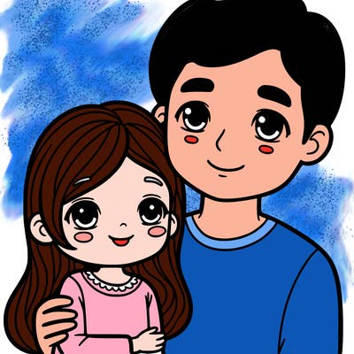 a girl with her father