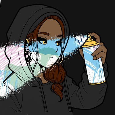 a realistic girl, spray painting