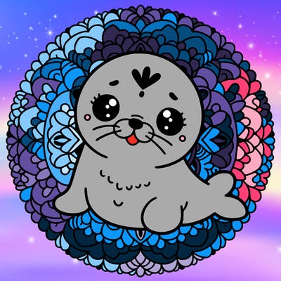 a cute baby seal mandala