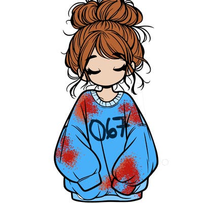 girl with baggy sweatshirt and messy bun