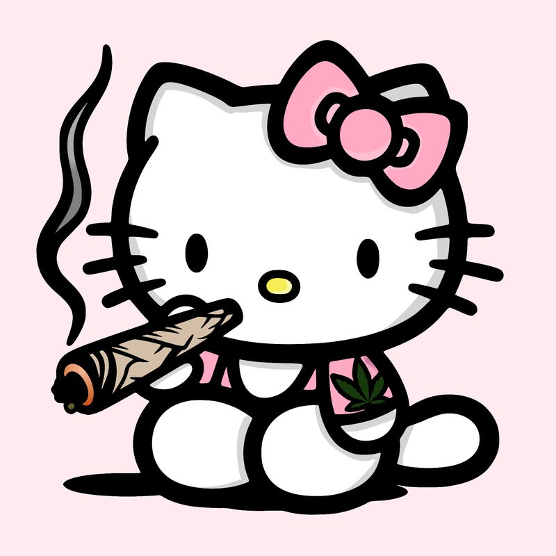 hello kitty smoking a joint