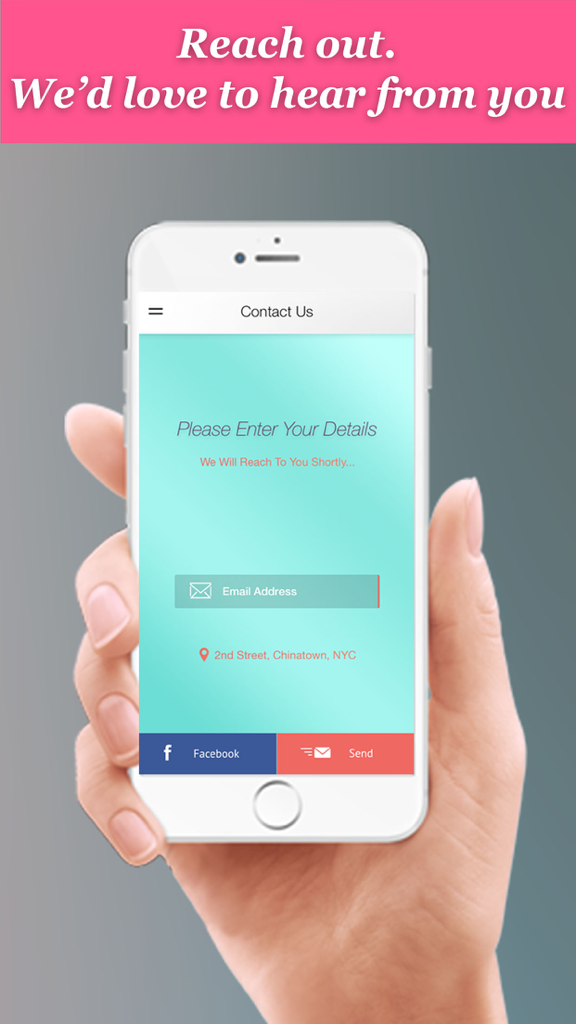 Contact us screen of the my pregnancy beats app showing an email submission form and social media contact options
