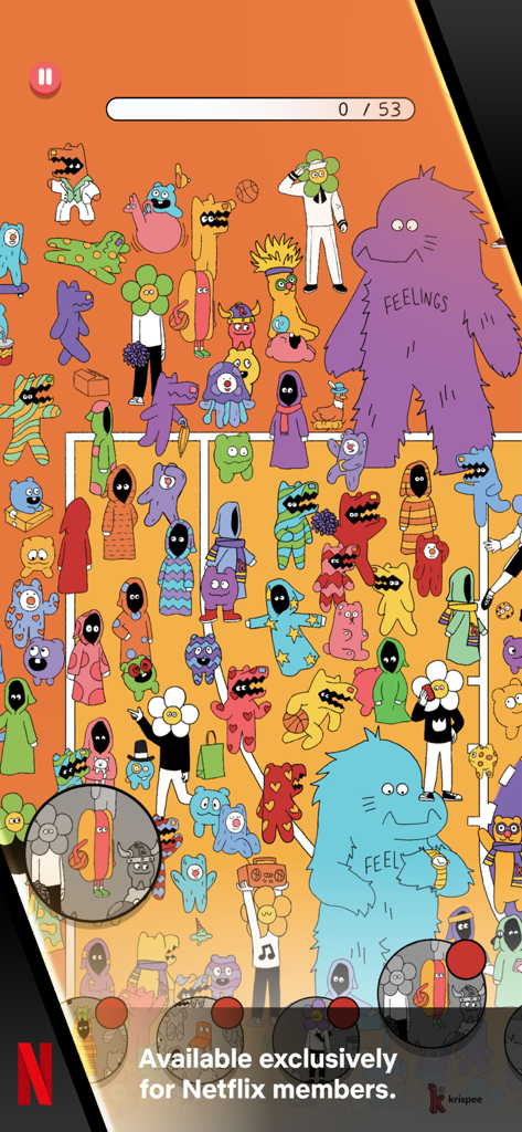 Krispee Street - Gameplay of Krispee Street hidden object game featuring colorful hand drawn characters