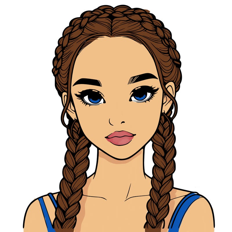 realistic girl with braids