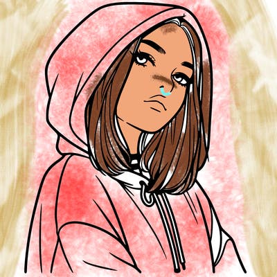 a realistic girl in a hoodie