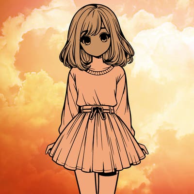 realistic girl with a skirt on