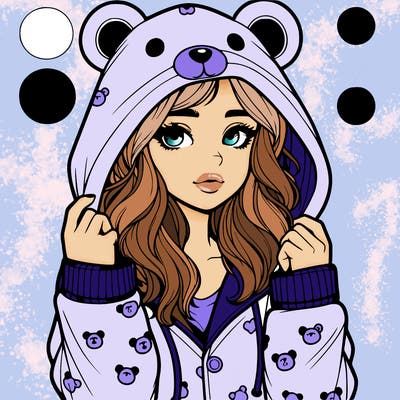 realistic girl in a animal pjs hoodie