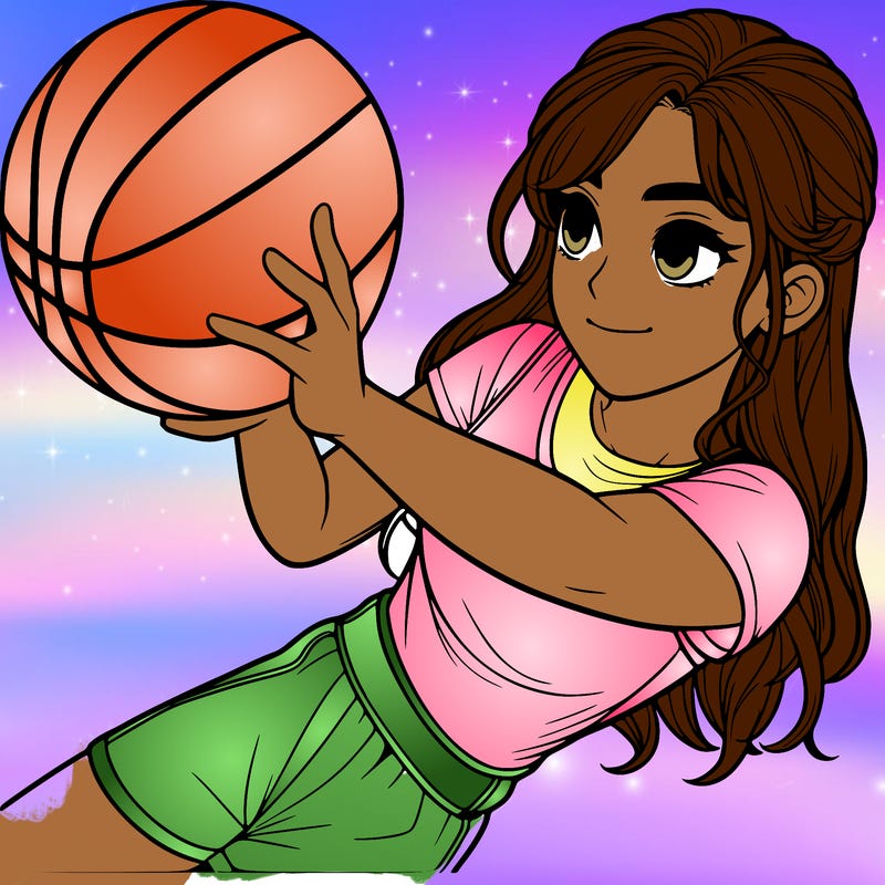 realistic girl playing basketball