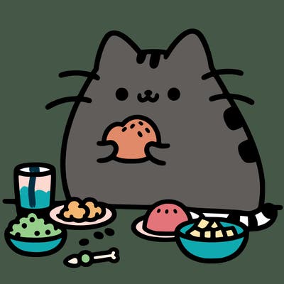 pusheen eating food