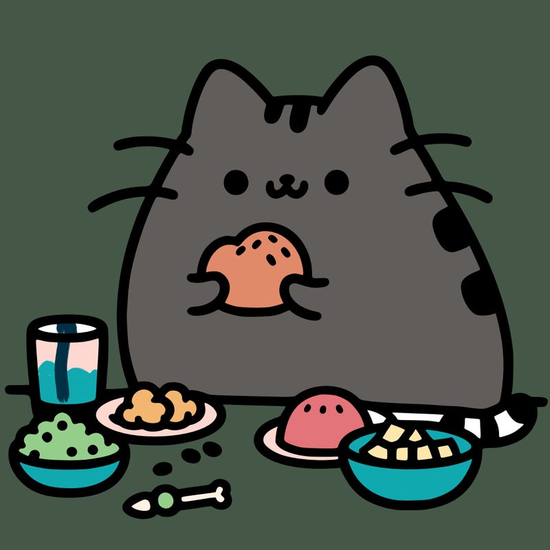 pusheen eating food