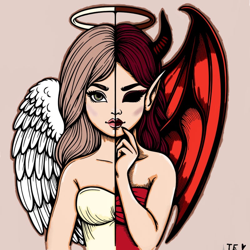 realistic angel half demon