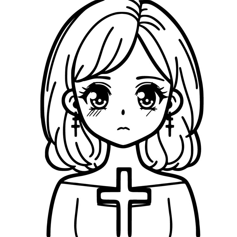 a woman with cross in front of her