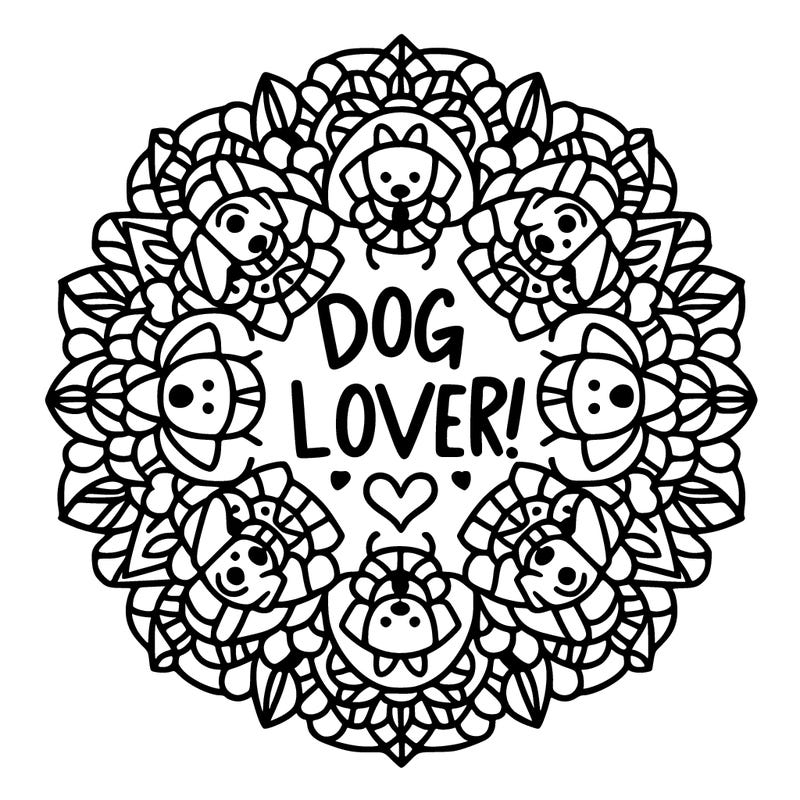 mandala that says dog lover!!