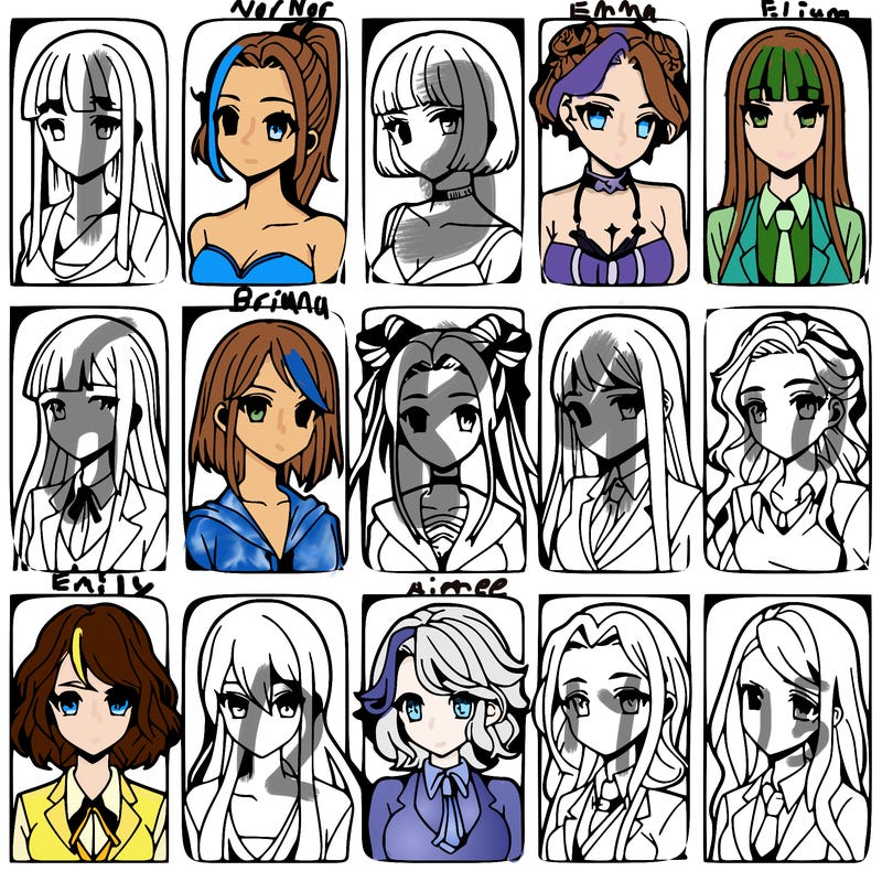 girls that look diffrent anime