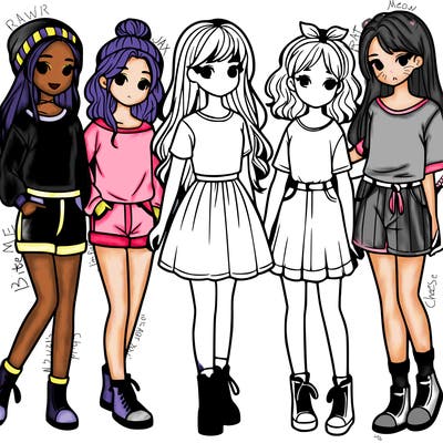 a group of five girls