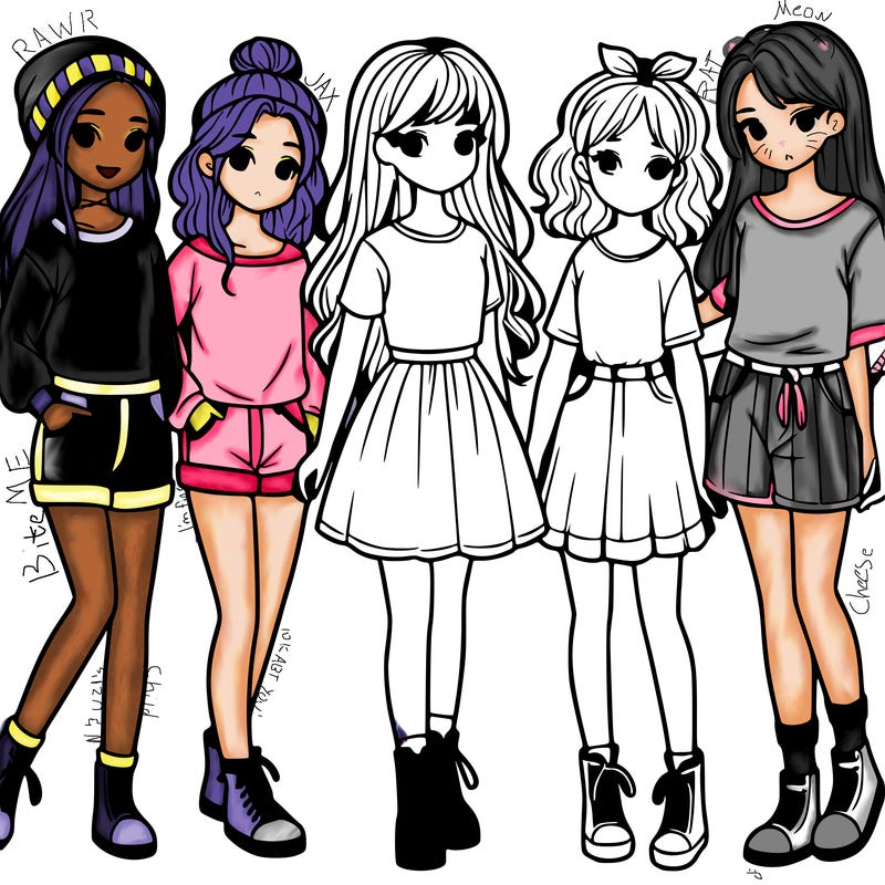 a group of five girls