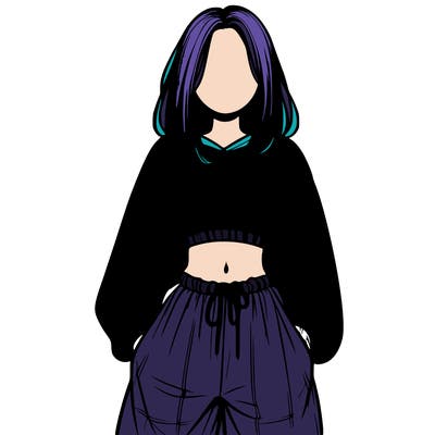 realistic girl faceless with baggy pants and a crop top
