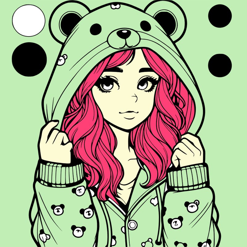 realistic girl in a animal pjs hoodie