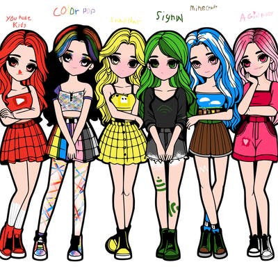 a group of girls realistic