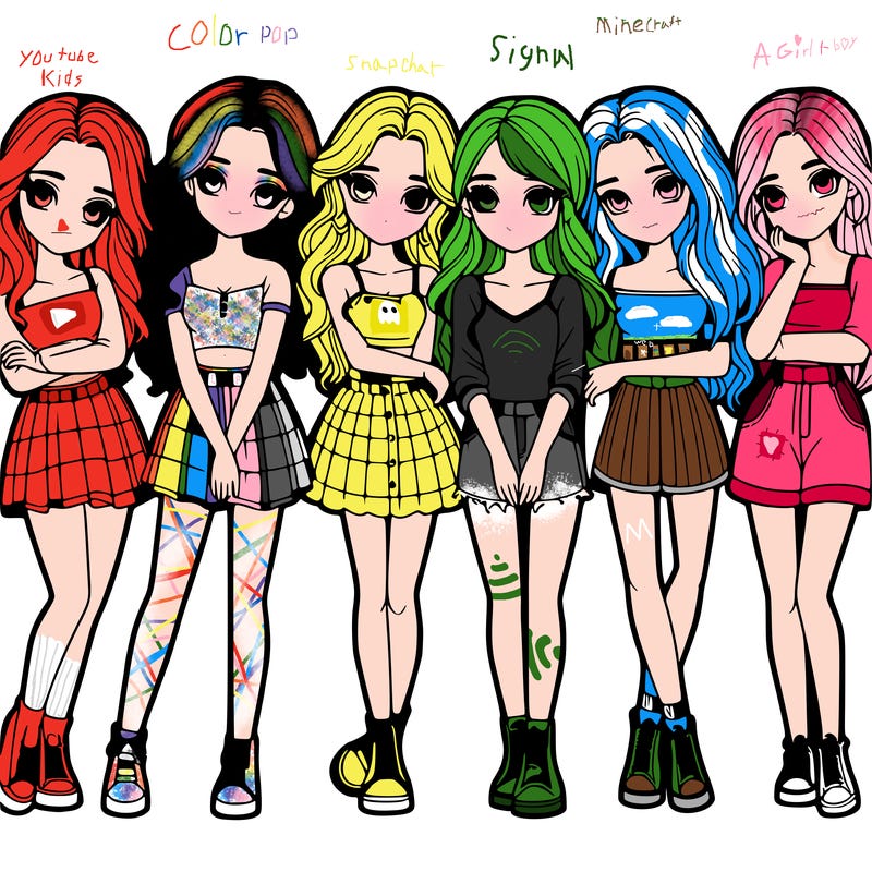a group of girls realistic