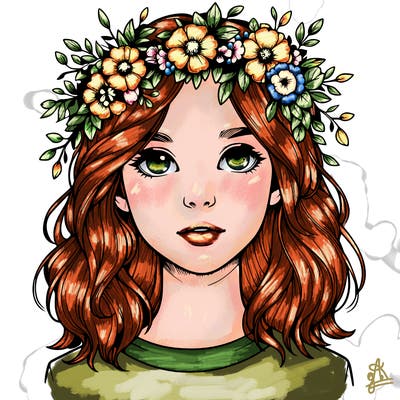 realistic girl with flower crown