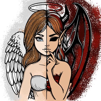 realistic angel half demon